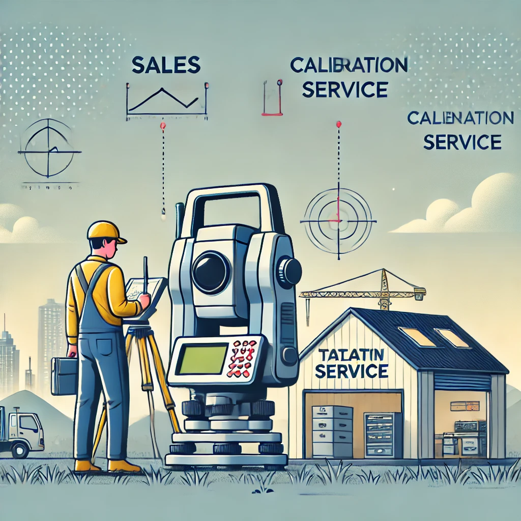Professional surveyor using a Total Station in a field